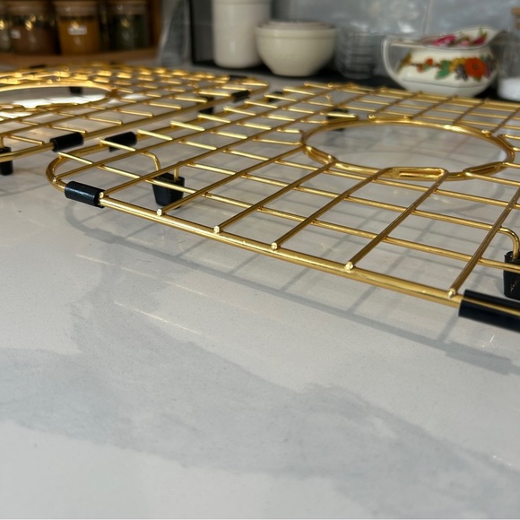 Kitchen Sink Bottom Two Grids, Racks, Protector Matte Gold - Picture 6 of 8